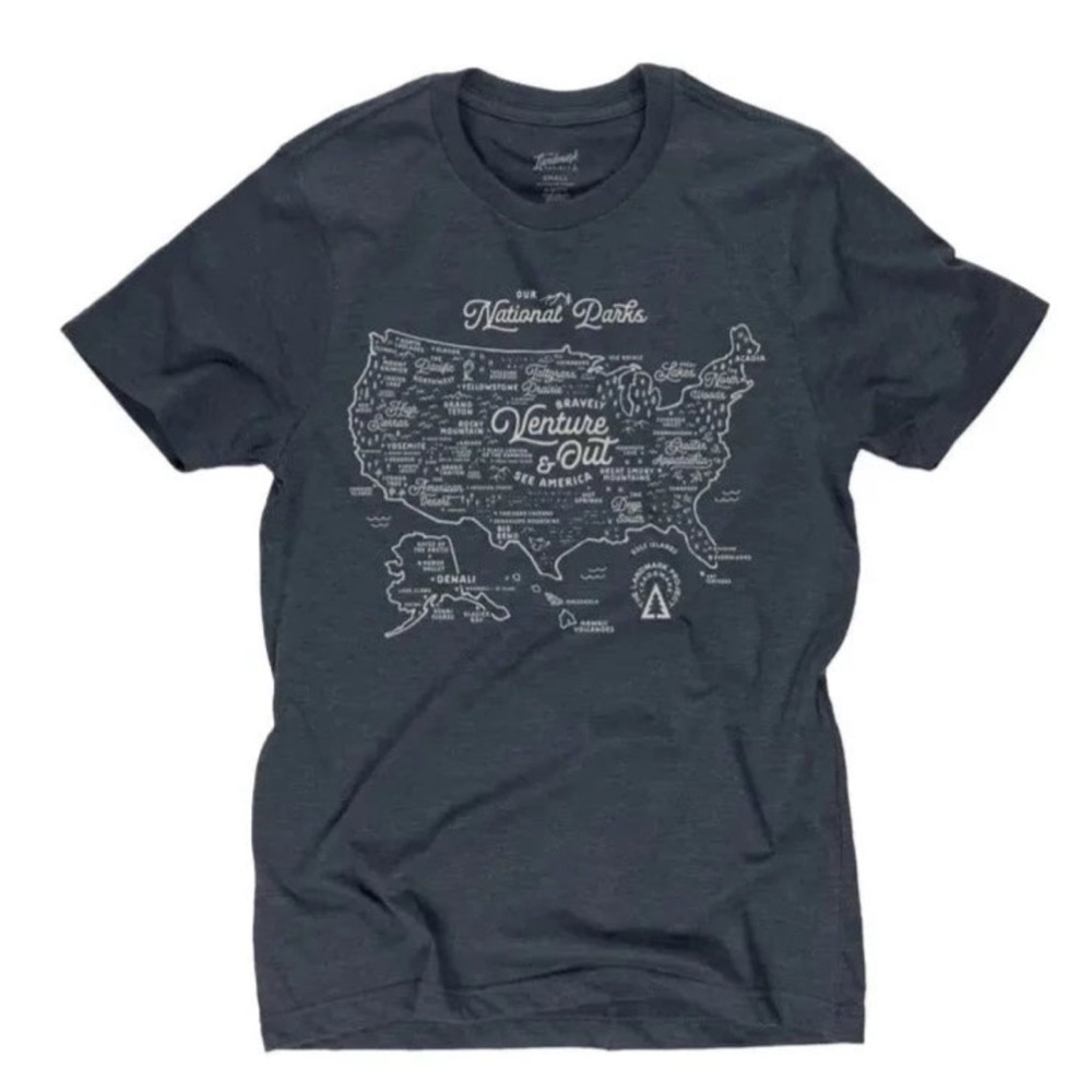 The Landmark Project Our National Parks Map Tee Shirt Size XXL